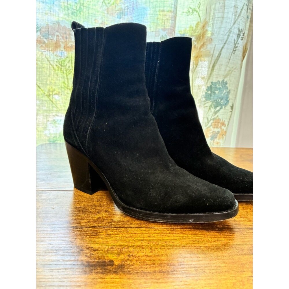 PAIGE Black Suede Ankle Boots with Block Heel 7